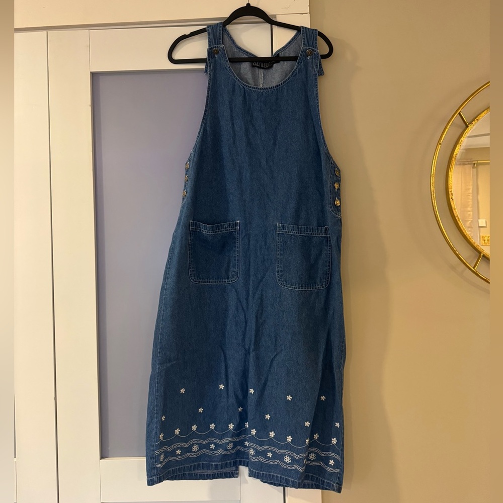 Vintage Embroidered Blue Denim Dress - Picture 3 of 14